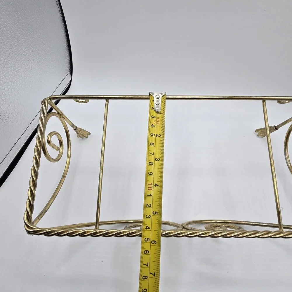 Vintage Brass Wall Shelf Twisted Metal Hollywood Regency tassels MISSING GLASS!